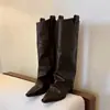 Botas elegantes de tacón alto ultracómodas de 6.5 cm, nuevo estilo otoño e invierno 2026, punta fina, tacón grueso, botas de montar para mujer hasta la rodilla