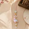 Lindo Colgante Llavero Conejo Corredor Brocado Canción Colgante para Bolso Hecho a Mano Estilo Chino Adorno de Conejo de Jade Regalo de Vacaciones