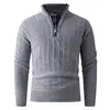 Suéter pullover de punto casual Amazon otoño e invierno, estilo europeo y americano, con media cremallera y cuello alto, forrado de felpa y engrosado, para jóvenes adultos