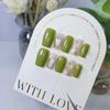 Xishiji Manicure Vestível Simples Cor Sólida Feito à Mão Unhas Vestíveis Flor Branca Unhas Removíveis