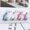 Resina Dorso Plano Mini Lindo Conejo Blanco Teléfono Móvil DIY Niños Cuerda para el Cabello Pinza para el Cabello Decorativo Pequeño Colgante Accesorios