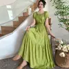 Vestido de Viscose Floral de Um Ombro Estilo Étnico de Verão Cintura Elástica Saia de Praia Saia Longa Boêmia