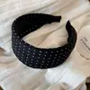 Faixa de Cabeça Larga Floral de Bolinhas Retrô para Mulheres Estilo Coreano Elegante Prendedor de Cabelo Faixa de Cabeça Versátil para o Dia a Dia e Atividades ao Ar Livre