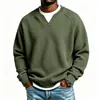 Sudadera con capucha Henley de punto gofre de color liso para otoño e invierno europeo y americano para hombre, holgada, casual, moderna, versátil, ropa para hombre, camiseta