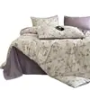 Conjunto de quatro peças de algodão puro espesso de alta gramatura e linho original estilo ins retrô com estampa floral de gaze plissada conjunto de três peças para dormitório