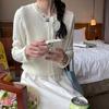 Cárdigan de Punto Dulce con Recortes para Mujer 2024 Otoño Estilo Coreano Suelto Cuello Redondo Cárdigan Corto para Mujer Blanco Talla Única