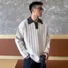 Camisa Polo Gola Reversível Tricô Masculino Combinação de Cores Estilo Old Money Luxo Acessível Tricô de Outono e Inverno Exportação Atacado Transfronteiriço