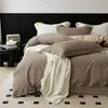 Juego de cuatro piezas de alta gama de 100 hilos, algodón 100%, engrosado, cepillado, lujo ligero, algodón de fibra larga, algodón puro, juego de ropa de cama de invierno