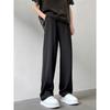Pantalones de Traje para Hombre Verano Pantalones de Seda de Hielo Sueltos Rectos de Pierna Ancha Pantalones Casuales Pantalones de Estilo Británico Superior
