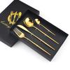 Conjunto de Talheres de Mesa Portugueses Leves de Quatro Peças Conjunto de Faca, Garfo e Colher de Aço Inoxidável Conjunto de Presente para Talheres LOGOTIPO Impressível