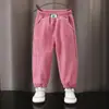 Pantalones para niño primavera y otoño pantalones de pana sueltos casuales para niña pantalones deportivos infantiles nuevos a rayas de dibujos animados