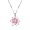 Colar com Pingente Flor de Pessegueiro para Mulheres, Novos Brincos de Coração de Pessegueiro de Luxo Leve, Anel de Pérola Flor de Pessegueiro de Alta Qualidade