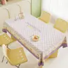 Toalha de Mesa Xadrez Minimalista Impermeável à Prova de Óleo Lavável Estilo Creme Tapete para Mesa de Jantar Retangular Tapete para Mesa de Centro Estilo Ins