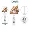 Porta-crachá retrátil com emoji de gato, rolo de médico, chaveiro giratório de acrílico para enfermeiro