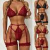 Conjunto de Lencería Sexy para Mujer con Encaje Cruzado Complejo y Nuevo, Empalmado con Encaje Cruzado, con Lazo