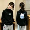2026 Top de Forro Polar Otoño/Invierno para Niñas Medianas y Grandes Camiseta Elegante de Manga Larga Versátil Prenda Base Moda Cuello Alto Ropa Interior