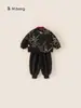Bonsun Roupa de Inverno Nova Estilo Chinês para Meninos, Roupa de Ano Novo, Traje Tang para Bebês Meninos, Conjunto de Duas Peças com Forro de Lã, Traje Quente para Crianças