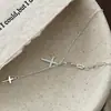 Collar con Colgante de Cruz de Circonita Simple Estilo Coreano Pendientes Femeninos Estrella Gota de Agua Exquisito Versátil Nicho Elegante Joyería para Damas