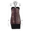 Ropa de mujer estilo INS de Europa y Estados Unidos verano 2025 nuevo cordón de encaje cuello halter costura de estampado de leopardo falda sexy vestido ajustado