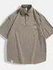 Camisa Polo Casual Americana de Nuevo Estilo Verano 2025 Talla Grande Holgada Casual Versátil Cuello Solapa Top Camiseta de Manga Corta para Hombre