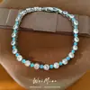 Pulsera de cierre redondo de circonita súper brillante estilo europeo y americano, diseño único, moderna y versátil para uso diario, accesorio para mujer