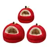 Cama para gato con forma de manzana, adecuada para todas las estaciones, estilo abierto, diseño de yurtas mongolas, cama cálida para perro, ideal para Bichón Frisé y otros perros y gatos pequeños, cama para mascotas