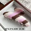Pinza para el pelo de garra de tiburón grande, estilo francés, elegante y simple, de acetato de imitación, con rayas marrones coreanas