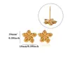 Brincos de Flor de Aço Inoxidável Transfronteiriços Europeus e Americanos, Brincos de Alto Padrão Galvanizados a Vácuo 18K, Acessórios Simples de Joias para Orelha