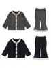 Wulibu 2026 Primavera y Otoño Nuevo Estilo Camiseta Básica de Manga Larga para Niñas Pantalones Acampanados Retro para Niños Conjunto Casual Tendencia
