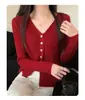 Cárdigan de punto de un solo botón con cuello en V, modelo nuevo 2026, diseño simple que estiliza, blusa versátil de color liso para mujer