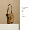 Bolsa de almacenamiento para juego de té de algodón tejido, bolsa cilíndrica gruesa para viaje, bolsa de ceremonia de té de tamaño grande para maestros de té