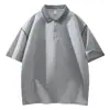 Camisa polo de manga corta a cuadros retro americano de verano con cuello camisero, camiseta casual para hombre, nuevo top casual de verano 2026