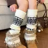 Polainas Fair Isle Copo de Nieve Vintage para Mujer Otoño/Invierno Navidad Calcetines de Punto para Deportes de Bádminton