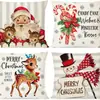 Funda de Almohada Navideña Nueva Papá Noel Alce Copo de Nieve Pino Lino Estampado Almohada Decorativa para Sofá