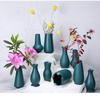 Jarrón de cerámica con esmalte Lubao, jarrón azul zafiro, jarrón azul marino para flores, jarrón decorativo de escritorio para plantas acuáticas