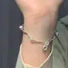 Pulsera en Forma de Corazón pulsera antigua simple pulsera fría hecha a mano estilo chino Pulsera de Piedra Lunar amor pulsera para novias conjunto