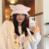 Versión de Alta Calidad de Lindo Sombrero de Pescador con Orejas de Cordero de Peluche Otoño e Invierno Estilo Dulce Lindo Sombrero de Cubeta Sombrero para Niña