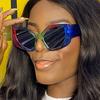 Gafas de sol de moda ojo de gato polígono arcoíris 2024 nuevas transfronterizas europeas y americanas gafas de sol de tendencia personalidad