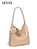 Bolso tejido mediano de moda para transmisión en vivo, bolso tote casual de gran capacidad para el día a día, bolso de hombro para viajes de ocio para mujer