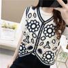 Colete Tricotado Crocheted com Contas Estilo Étnico para Mulheres Primavera e Verão Vazado Fino Cardigã de Abotoamento Simples para Vestir por Cima