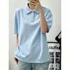 Camisa polo blanca de alta calidad y peso pesado, algodón puro, manga corta, para uso unisex de verano para mujer, top con cuello, camiseta de corte recto estilo americano