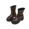 Textura de piel de vaca~ Botines estilizados que aumentan la altura para mujer, nuevo estilo de verano para mujeres bajitas, botas Martin de suela gruesa y tacón grueso, botines de tacón alto para mujer