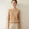 Suéter 100% cachemira pura, nuevo suéter de punto básico de color liso holgado para mujer de otoño e invierno, suéter cálido