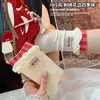 Calcetines de algodón de estilo japonés, dulces, de dibujos animados, con bordado de manzana, para mujer, de caña media, con volantes, calcetines apilados de encaje estilo colegial, femeninos