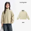 Pudding Haru Ropa de Invierno para Niños Ropa Infantil para Niñas Top Versátil 2026 Nuevo Estilo de Invierno Chaqueta Cálida Infantil con Cuello Alto Moderna