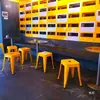 Banqueta baixa de ferro empilhável armazenamento banqueta quadrada cor aço inoxidável banqueta pequena metal estilo industrial cadeira infantil para exterior com encosto