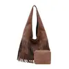 Bolso de Hombro con Borlas Escarchadas Transfronterizo para Mujer Moda Cuero Europeo y Americano Bolso Cruzado Retro Bolso de Mujer Bolsos