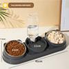 Conjunto de Tigelas para Cães, Tigelas para Gatos e Tigela de Água com Dispensador Automático de Água e Tigelas de Aço Inoxidável, Adequado para Gatos e Cães, Design Dividido para Fácil Limpeza