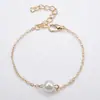 Nuevos Productos Transfronterizos Europeos y Americanos, Pulsera de Cadena Sencilla de Perla Única a la Moda, Joyería de Mano con Diseño Elegante para Mujeres