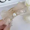 Presilha Pequena de Cabelo com Laço de Renda e Strass Estilo Coreano para Mulheres, Presilha para Franja, Presilha Lateral, Acessório de Cabelo Doce e Fashionável de Princesa
